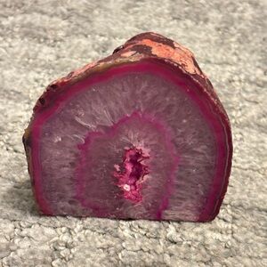 Bright Pink Agate Half Geode